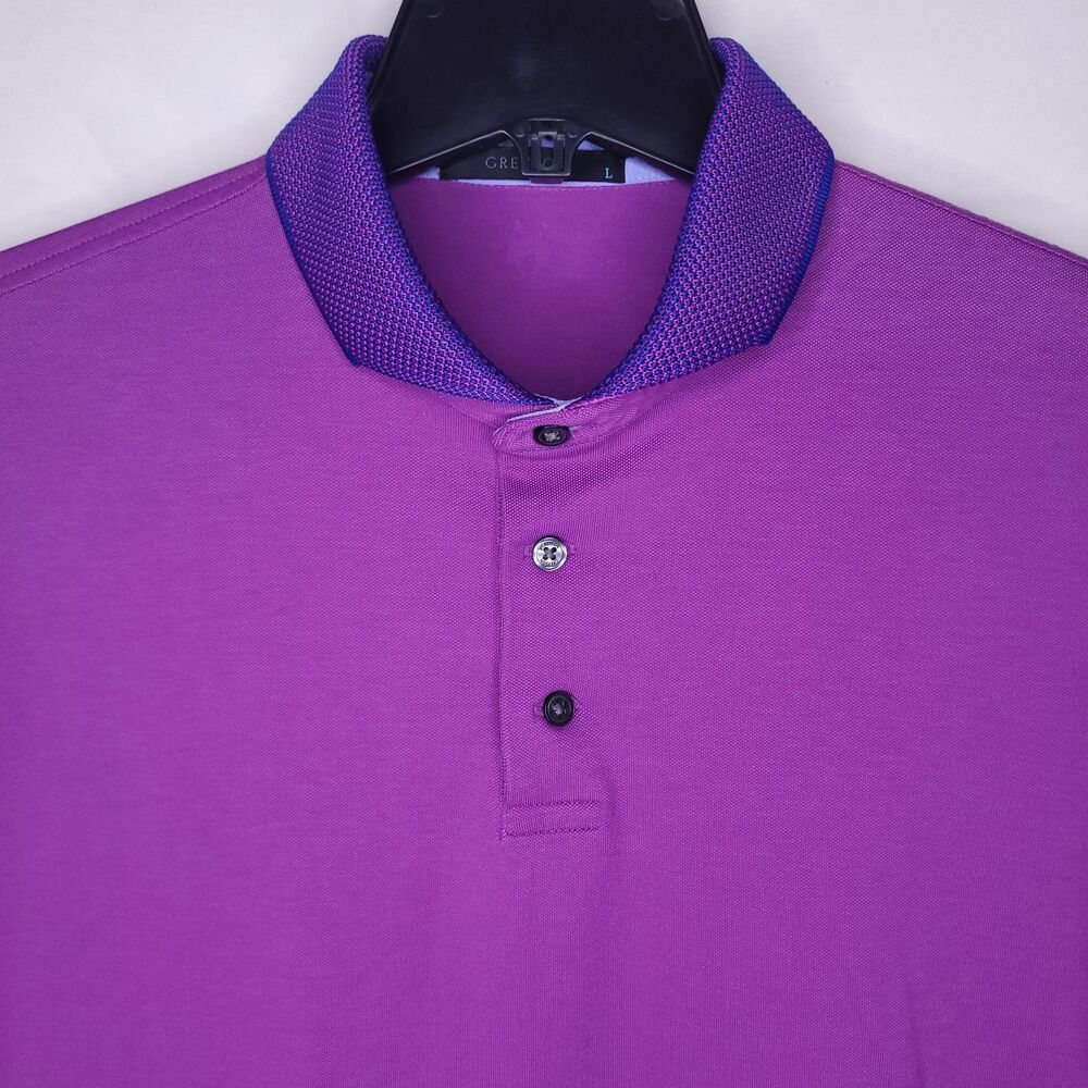 Greyson Polo Shirt Mens Large Purple Pima Cotton Short Sleeve